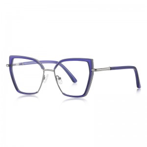 RUISEN’S Double Rim Angular Cat Eye Metal Eyeglasses 3154