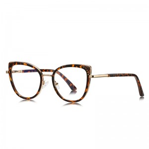 RUISEN’S Rhinestone Decor Corner Cat Eye Metal Eyeglasses 3149