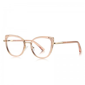 RUISEN’S Rhinestone Decor Corner Cat Eye Metal Eyeglasses 3149