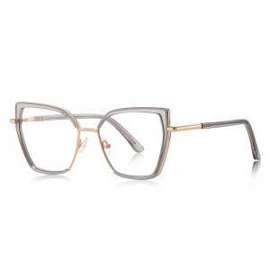 RUISEN’S Double Rim Angular Cat Eye Metal Eyeglasses 3154