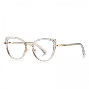 RUISEN’S Rhinestone Decor Corner Cat Eye Metal Eyeglasses 3149