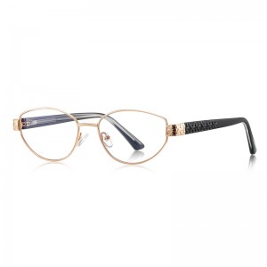 RUISEN’S Tortoise Pattern Temple Oval Metal Eyeglasses 3166