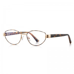 RUISEN’S Tortoise Pattern Temple Oval Metal Eyeglasses 3166