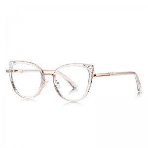 RUISEN’S Rhinestone Decor Corner Cat Eye Metal Eyeglasses 3149