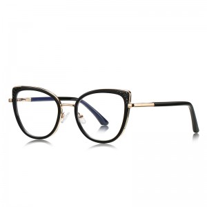 RUISEN’S Rhinestone Decor Corner Cat Eye Metal Eyeglasses 3149