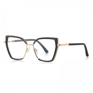 RUISEN’S Double Rim Angular Cat Eye Metal Eyeglasses 3154