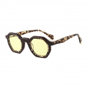 RUISEN’S New Vintage Multi-Color Small Rim Sunglasses, European Stylish Wrapped Two-Tone Acetate Shades  90009