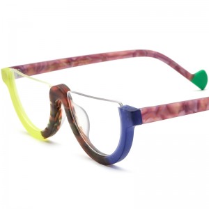 RUISEN’S New Multi-Color Matte Semi-Round Spliced Acetate Eyeglass Frames 19361