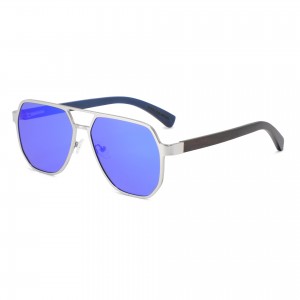 RUISEN’S New Men’s Aviator Sunglasses with Wood Accent 1801
