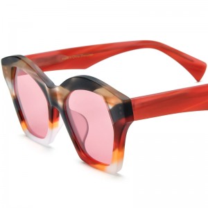 RUISEN’S Color-Block Matte Acetate Cat Eye Sunglasses 19375T