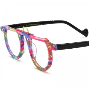 RUISEN’S New Multi-Color Patchwork Round Acetate Eyeglass Frames 19383
