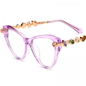 RUISEN’S Hot‑Selling Cat‑Eye Eyeglass Frames with Acetate‑Metal Inlaid Gemstone 19400