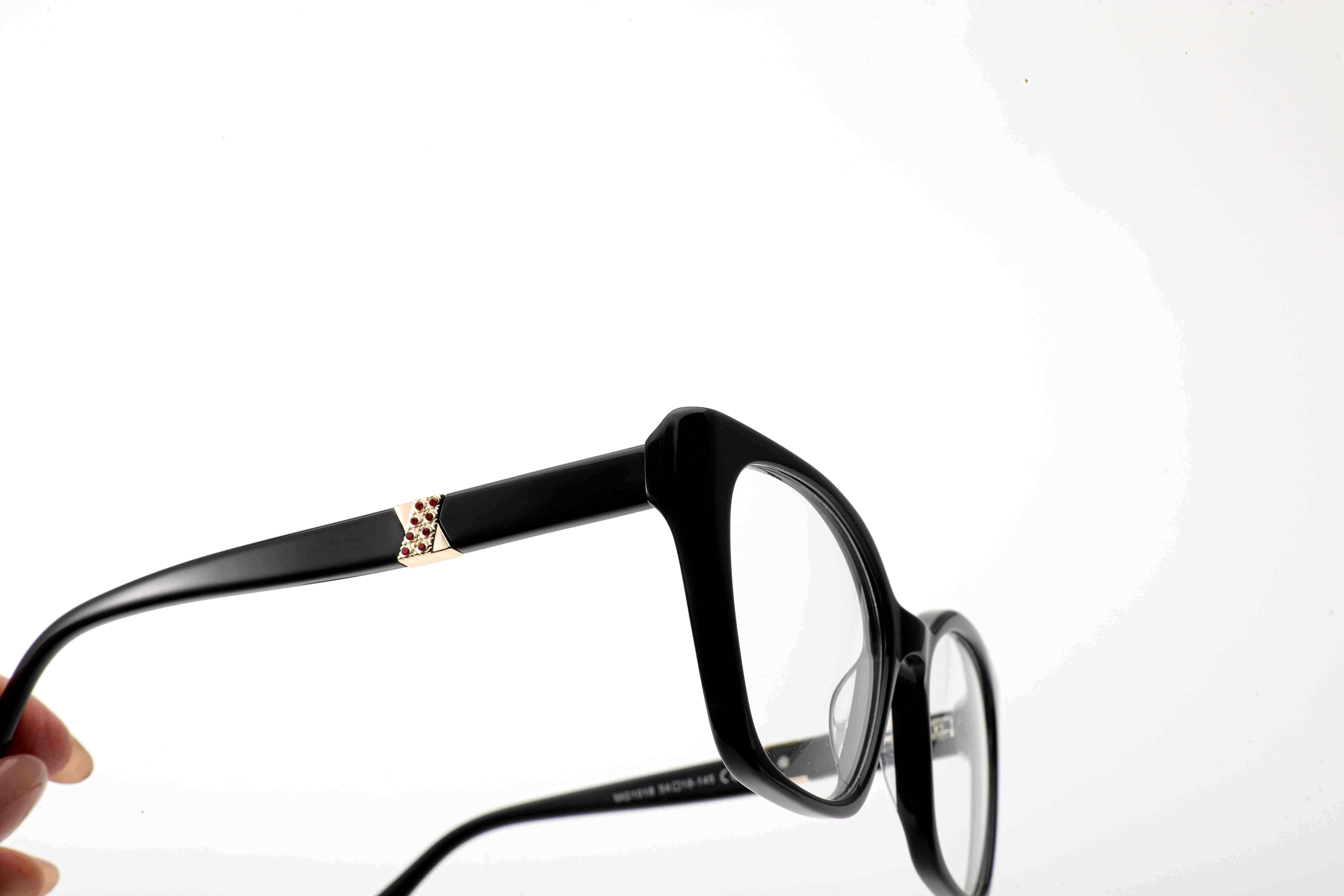 RUISEN'S Handcrafted Gradient Acetate Gender-Neutral Cat Eye Optical Frame With X Crystal Metal Ornament MG1018