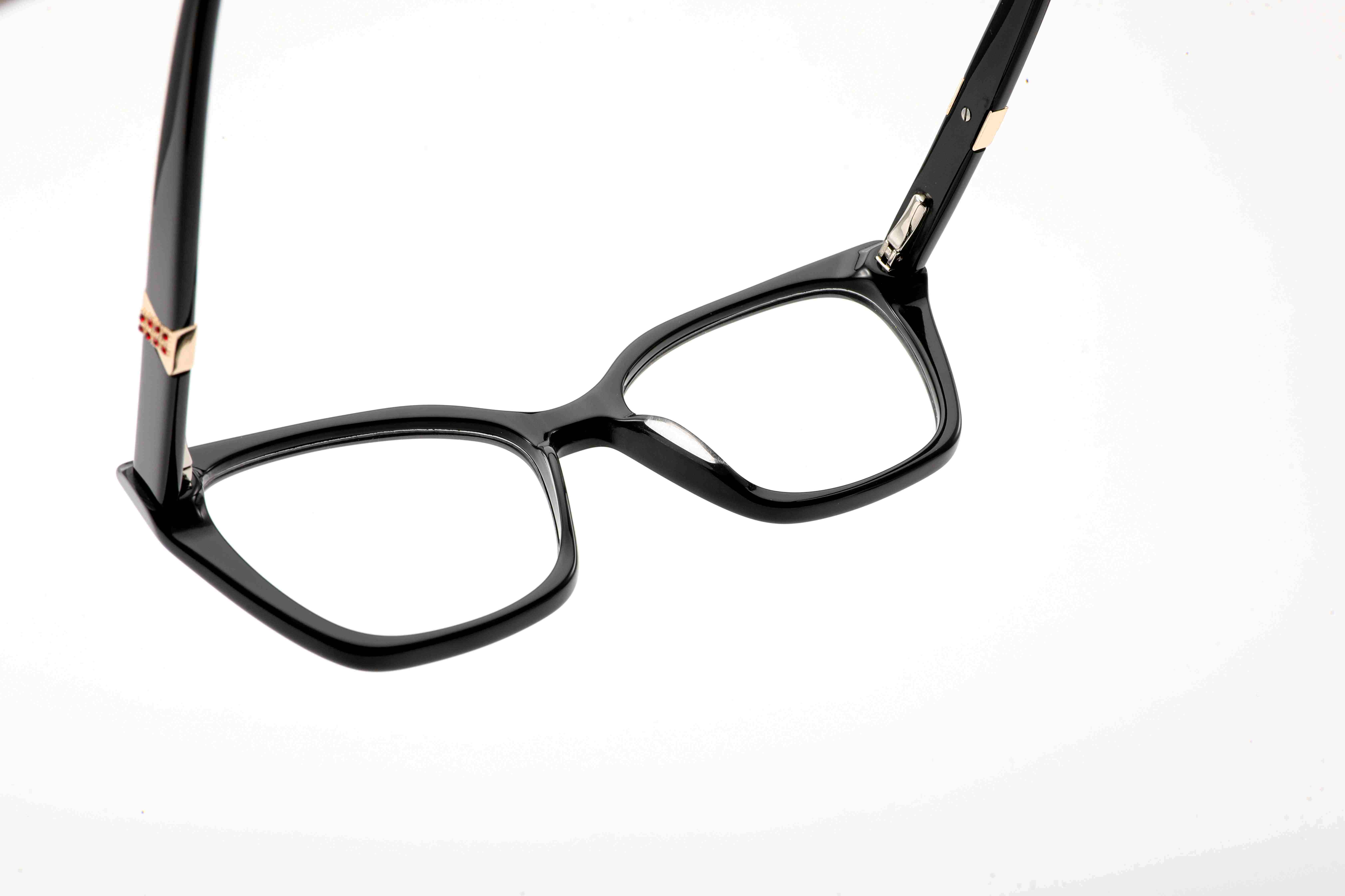 RUISEN'S Handcrafted Gradient Acetate Gender-Neutral Cat Eye Optical Frame With X Crystal Metal Ornament MG1018