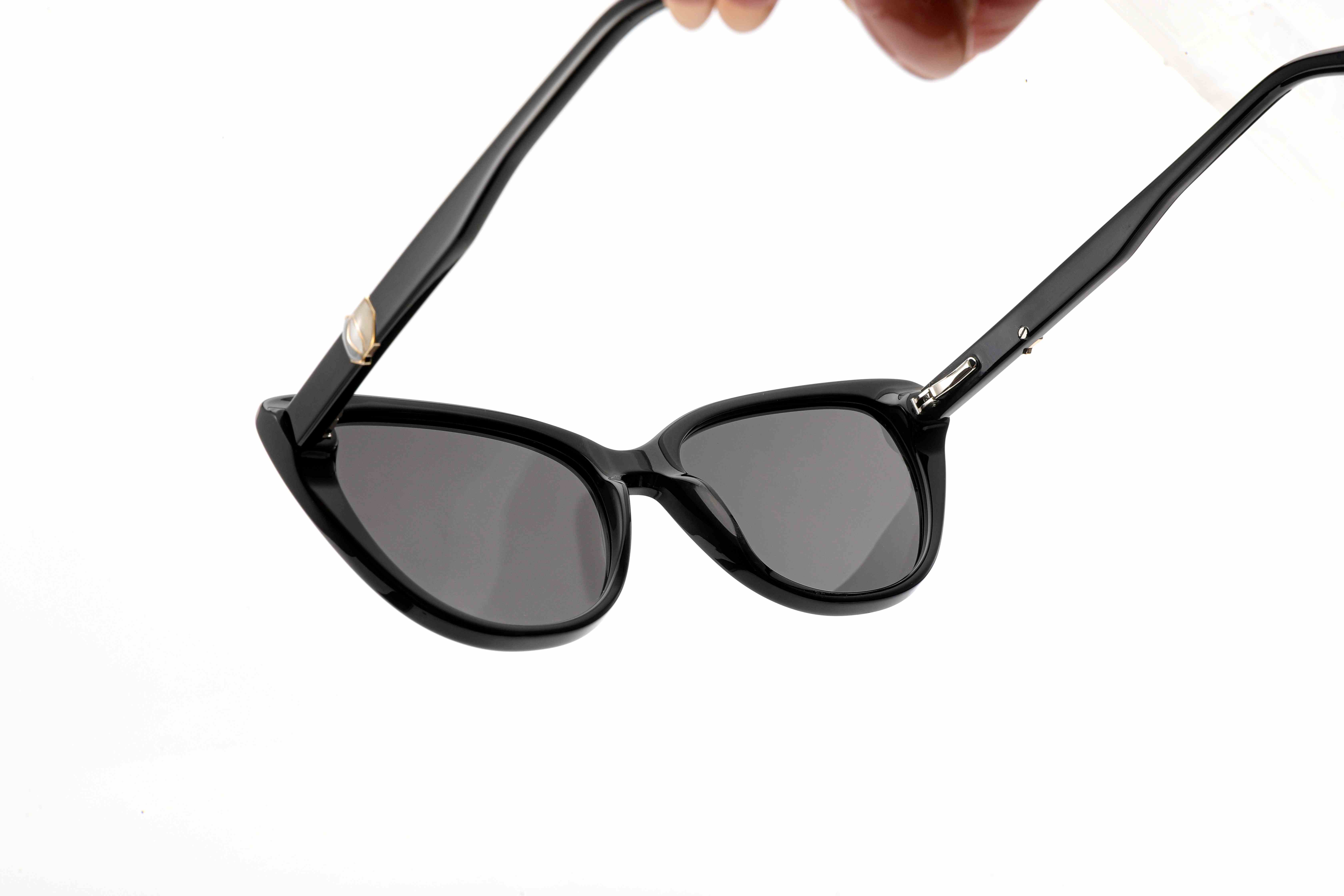 RUISEN'S Handcrafted Double-Layer Acetate Cat Eye UV400 Polarized Sunglasses with Geometric Metal Accent ATG1032