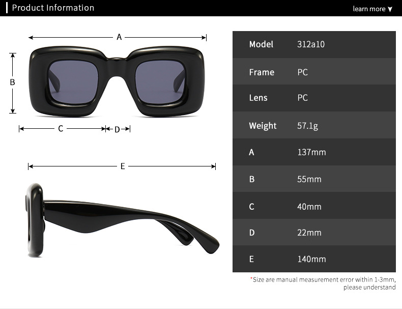  RUISEN'S Thick Frame Plastic Sunglasses   86629-1