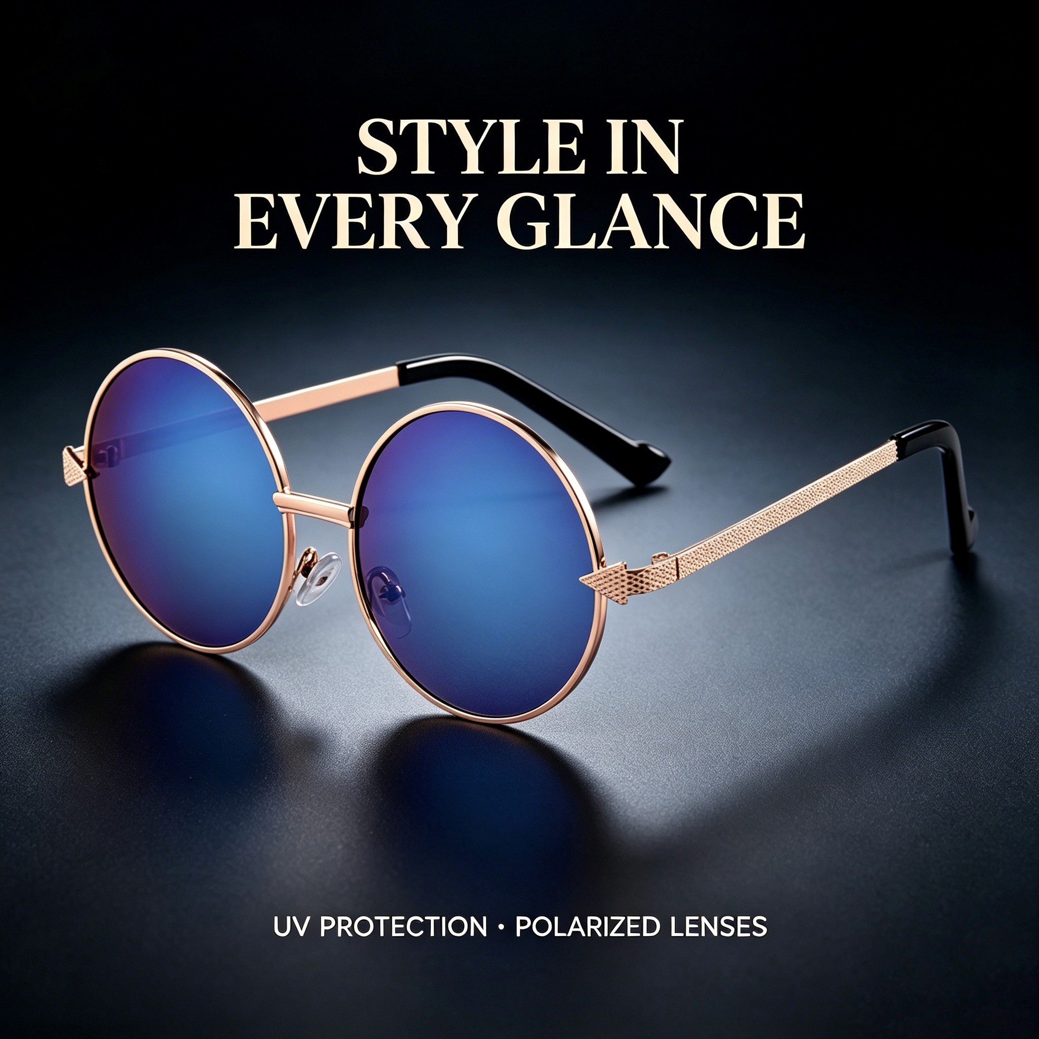 RUISEN’S Retro Round Metal Sunglasses Unisex UV400 Mirror Lens Vintage Sun Glasses for Beach Travel Shopping Outdoor Daily Eyewear 575