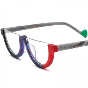 RUISEN’S New Multi-Color Matte Semi-Round Spliced Acetate Eyeglass Frames 19361