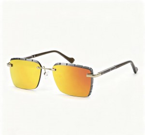 RUISEN’S Hand-cut Rimless Square Men Sunglasses In 4 Lens Shades 25646