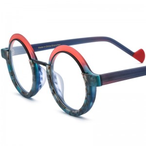 RUISEN’S Multi-color spliced material round acetate glasses 19376
