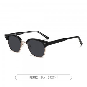 RUISEN’S Semi-rim Polarized Sunglasses, Minimalist All-match Vintage Shades, Acetate Frame UV Protection Sunglasses 8927