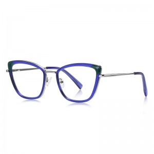 RUISEN’S Contrast Color Corner Cat Eye Metal Eyeglasses 3126