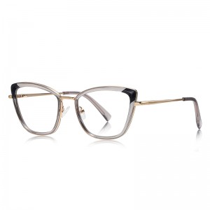 RUISEN’S Contrast Color Corner Cat Eye Metal Eyeglasses 3126