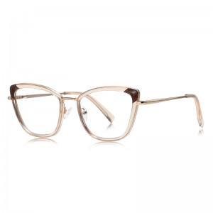 RUISEN’S Contrast Color Corner Cat Eye Metal Eyeglasses 3126