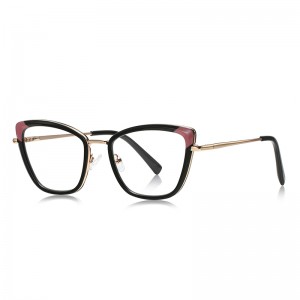 RUISEN’S Contrast Color Corner Cat Eye Metal Eyeglasses 3126