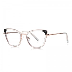 RUISEN’S Contrast Color Corner Cat Eye Metal Eyeglasses 3126