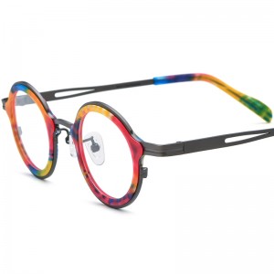 RUISEN’S Spliced Acetate Titanium Round Eyeglass Frames 185887