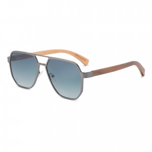RUISEN’S New Men’s Aviator Sunglasses with Wood Accent 1801