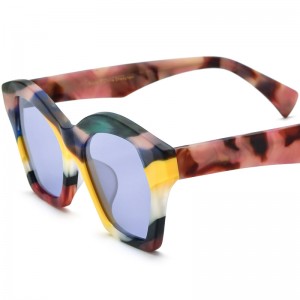 RUISEN’S Color-Block Matte Acetate Cat Eye Sunglasses 19375T