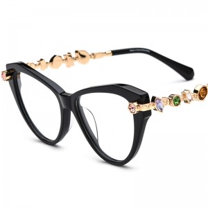 RUISEN’S Hot‑Selling Cat‑Eye Eyeglass Frames with Acetate‑Metal Inlaid Gemstone 19400