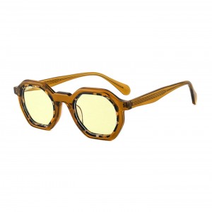 RUISEN’S New Vintage Multi-Color Small Rim Sunglasses, European Stylish Wrapped Two-Tone Acetate Shades  90009
