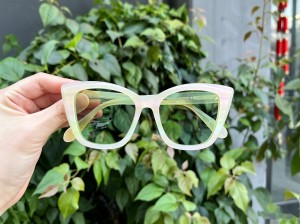 RUISEN’S Hand-Cut Marbled Cellulose Acetate Fashion Cat Eye Polarized Shades AT8019