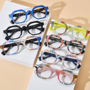 RUISEN’S Multi-Color Spliced Square Acetate Optical Frames 19389