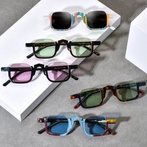 RUISEN’S Two-Tone Acetate Square Nylon Sunglasses Unisex 19352T