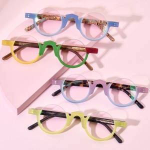 RUISEN’S New Multi-Color Mixed Material Round Matte Acetate Eyeglass Frames Optical Glasses 19279