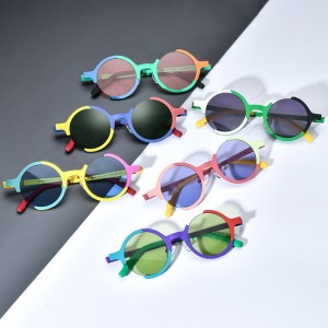 RUISEN’S High-End Pure Titanium Round Sunglasses with UV400 Protection 185808T