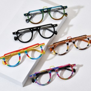 RUISEN’S New Multi-Color Patchwork Round Acetate Eyeglass Frames 19383