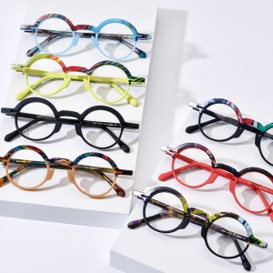 RUISEN’S New Multi‑Color Spliced Round Plate Eyeglass Frames 19398
