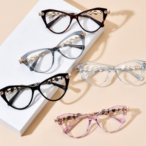 RUISEN’S Hot‑Selling Cat‑Eye Eyeglass Frames with Acetate‑Metal Inlaid Gemstone 19400