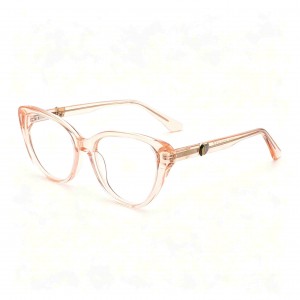 RUISEN’S Polished Gradient Acetate Gender-Neutral Slim Cat Eye Optical Frame With Asymmetric Inset Metal Emblem MG1032