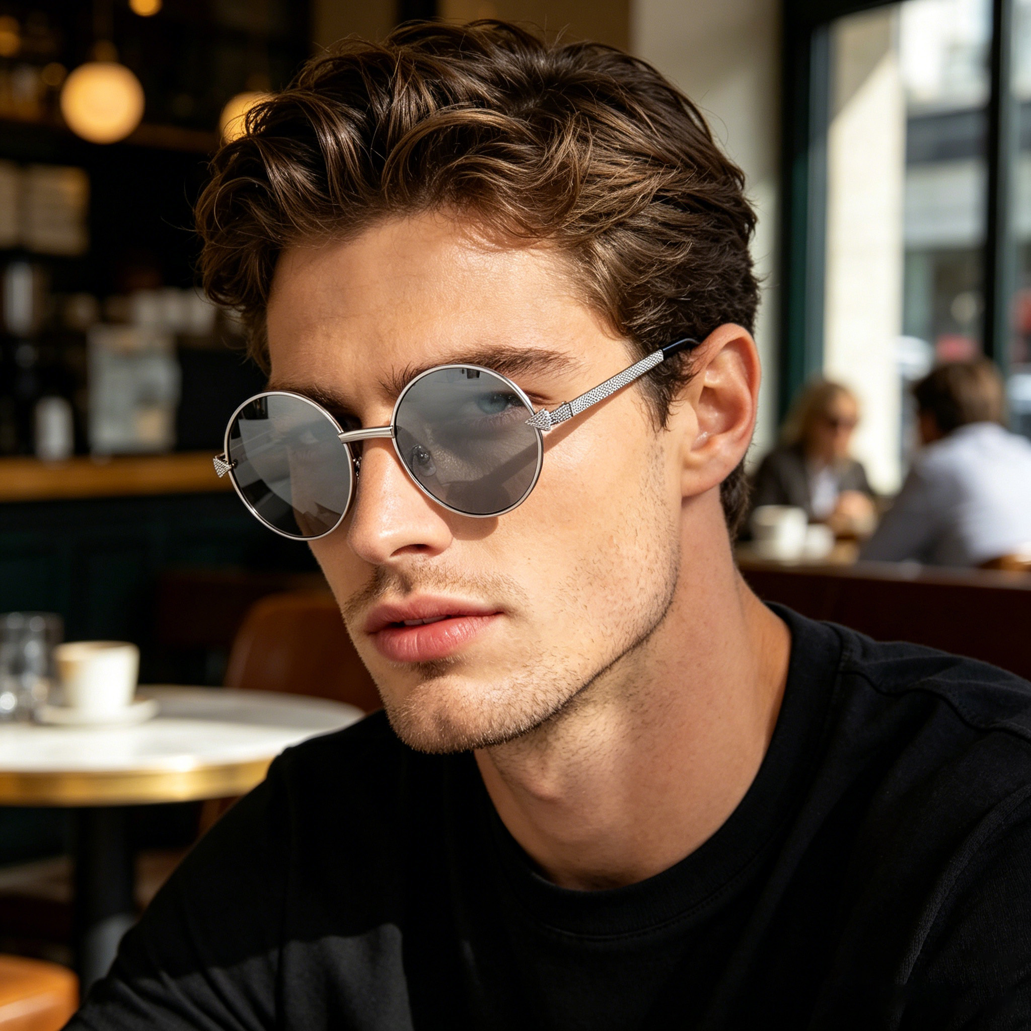 RUISEN’S Retro Round Metal Sunglasses Unisex UV400 Mirror Lens Vintage Sun Glasses for Beach Travel Shopping Outdoor Daily Eyewear 575