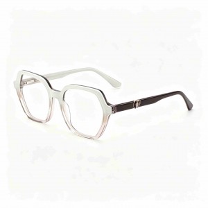 RUISEN’S Artisan Dual-Tone Acetate Gender-Neutral Hexagonal Optical Frame With Contrast Inlay Metal Emblem MG1030
