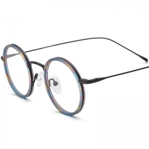 RUISEN’S Mixed Material Round Acetate Titanium Optical Frames Eyeglasses 185844