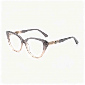 RUISEN’S Polished Gradient Acetate Gender-Neutral Slim Cat Eye Optical Frame With Asymmetric Inset Metal Emblem MG1032