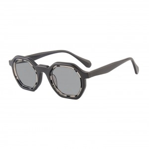 RUISEN’S New Vintage Multi-Color Small Rim Sunglasses, European Stylish Wrapped Two-Tone Acetate Shades  90009