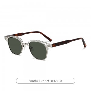 RUISEN’S Semi-rim Polarized Sunglasses, Minimalist All-match Vintage Shades, Acetate Frame UV Protection Sunglasses 8927